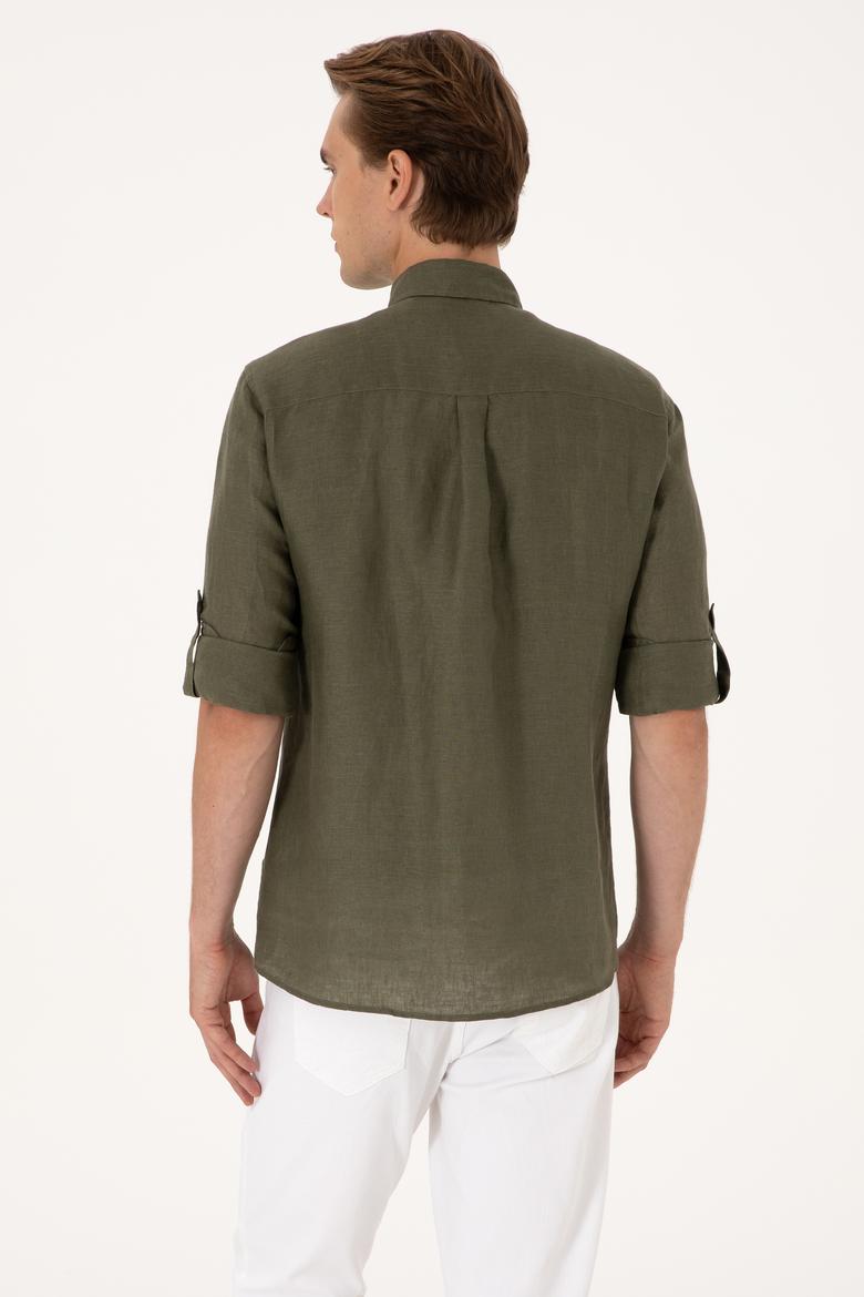 Erkek Koyu Haki Uzun Kollu Gömlek - 50299597108