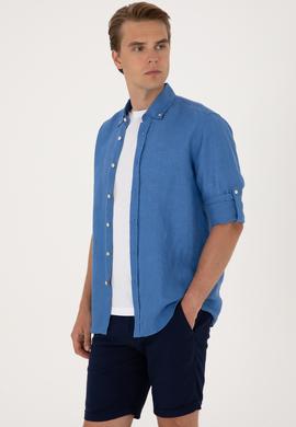 Erkek Saks Uzun Kollu Gömlek - 50299597063