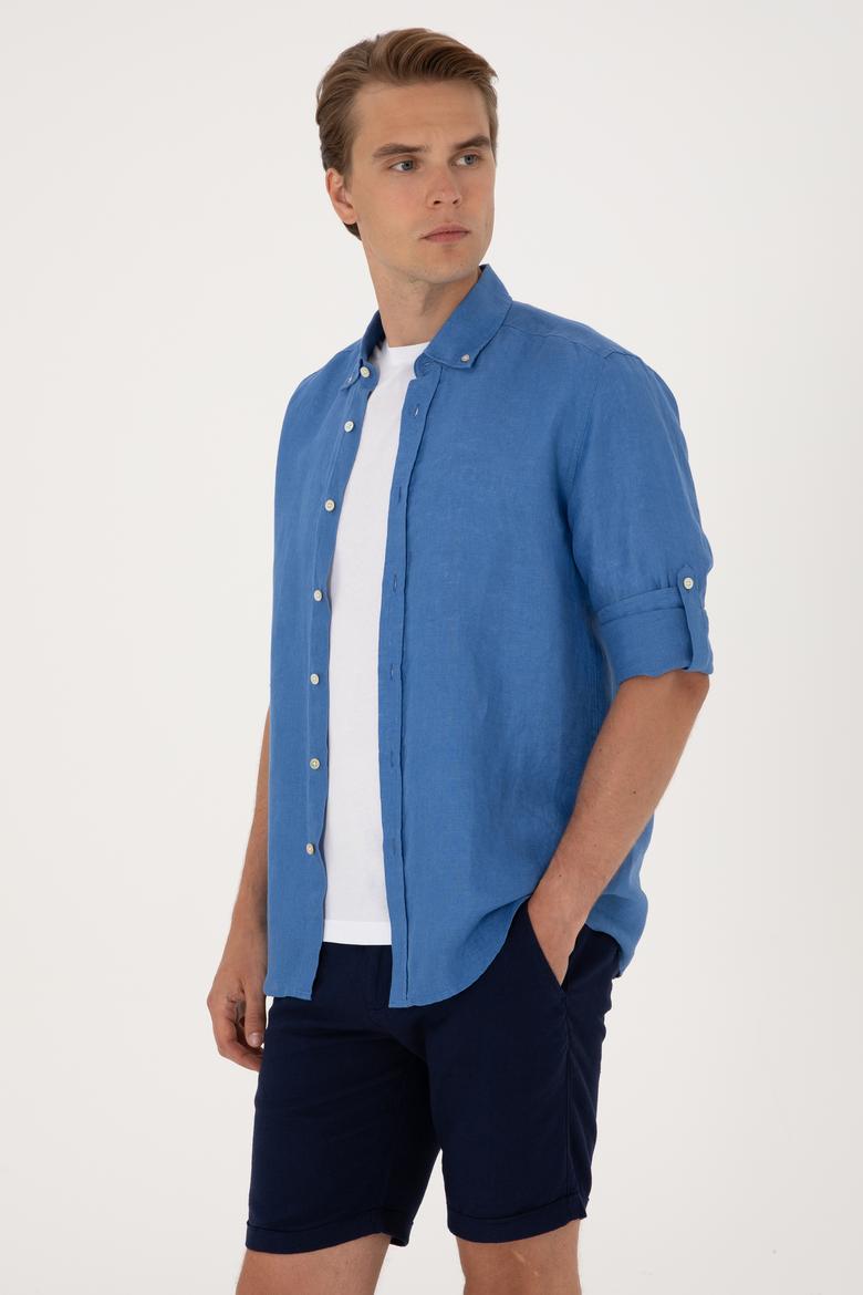 Erkek Saks Uzun Kollu Gömlek - 50299597063