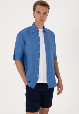 Erkek Saks Uzun Kollu Gömlek - 50299597063