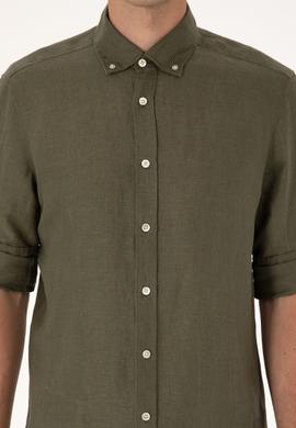 Erkek Koyu Haki Uzun Kollu Gömlek - 50299597108