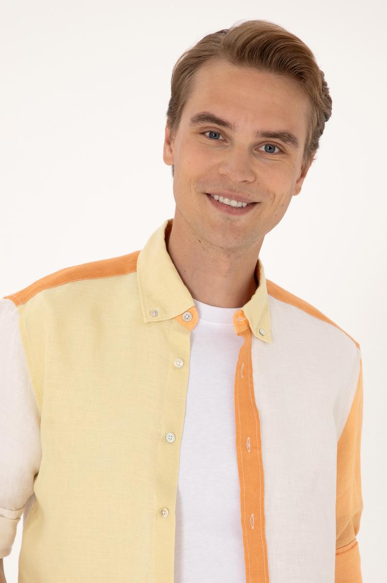 Erkek Turuncu Uzun Kollu Gömlek