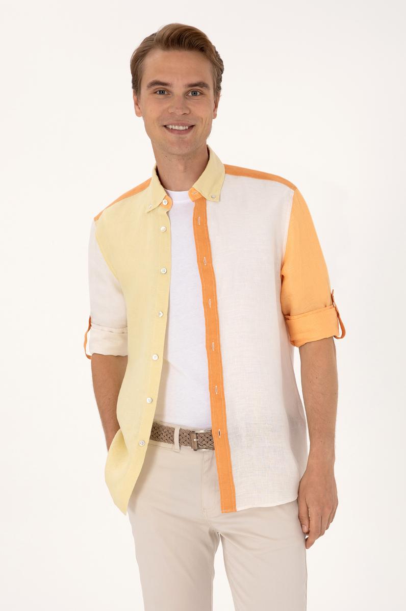 Erkek Turuncu Uzun Kollu Gömlek
