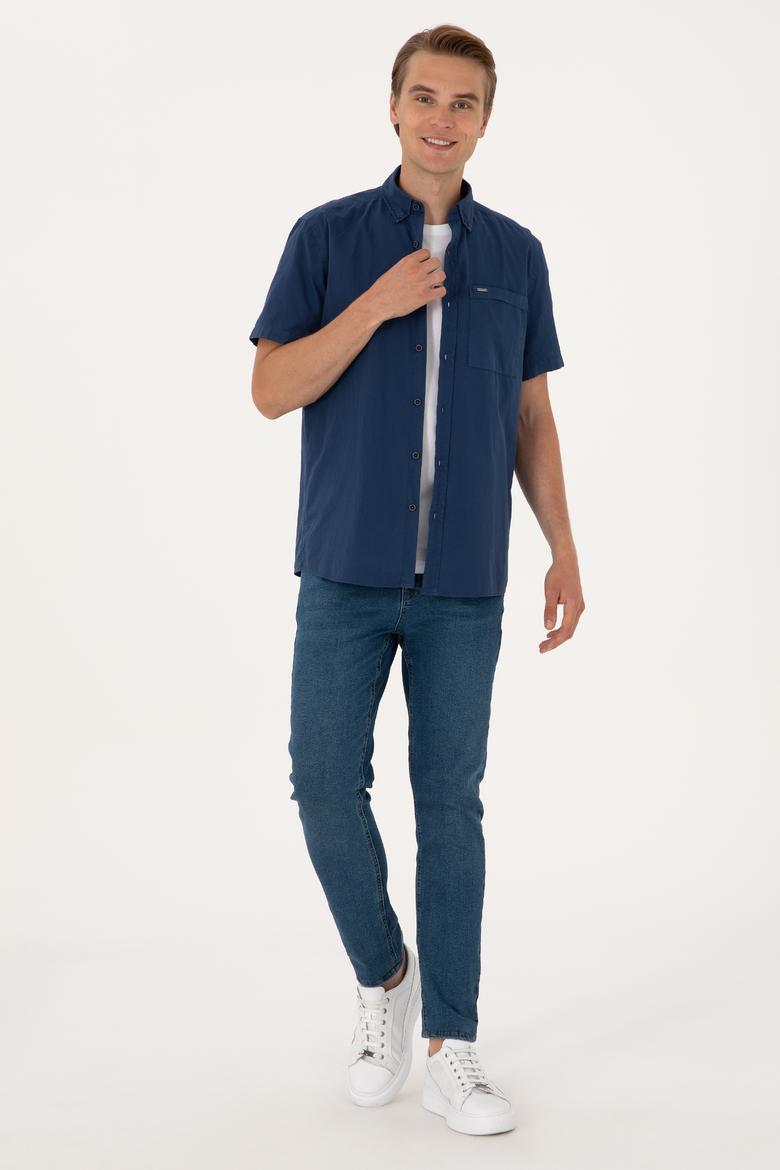 Erkek Lacivert Kısa Kollu Gömlek - 50302500007