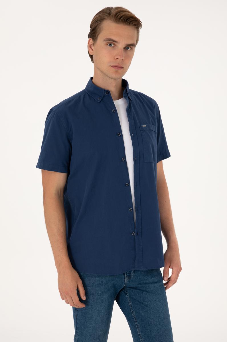 Erkek Lacivert Kısa Kollu Gömlek