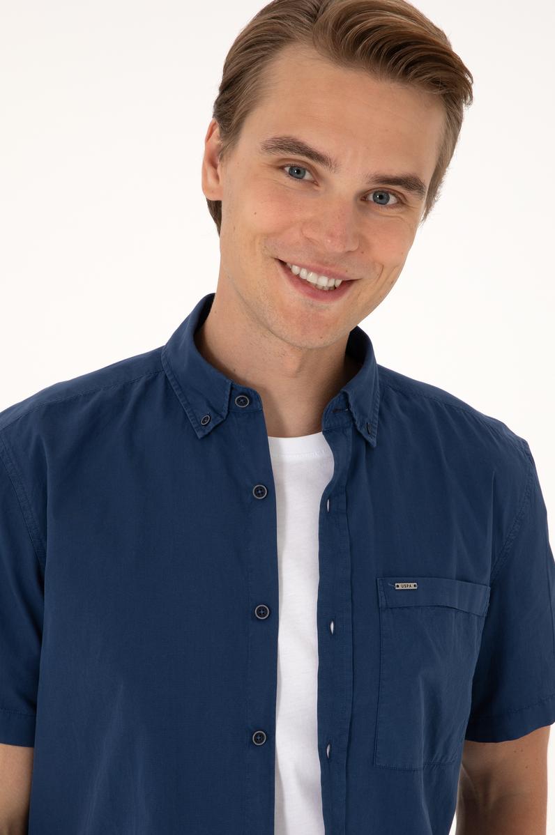 Erkek Lacivert Kısa Kollu Gömlek