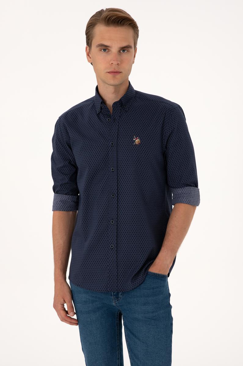 Erkek Lacivert Uzun Kollu Gömlek