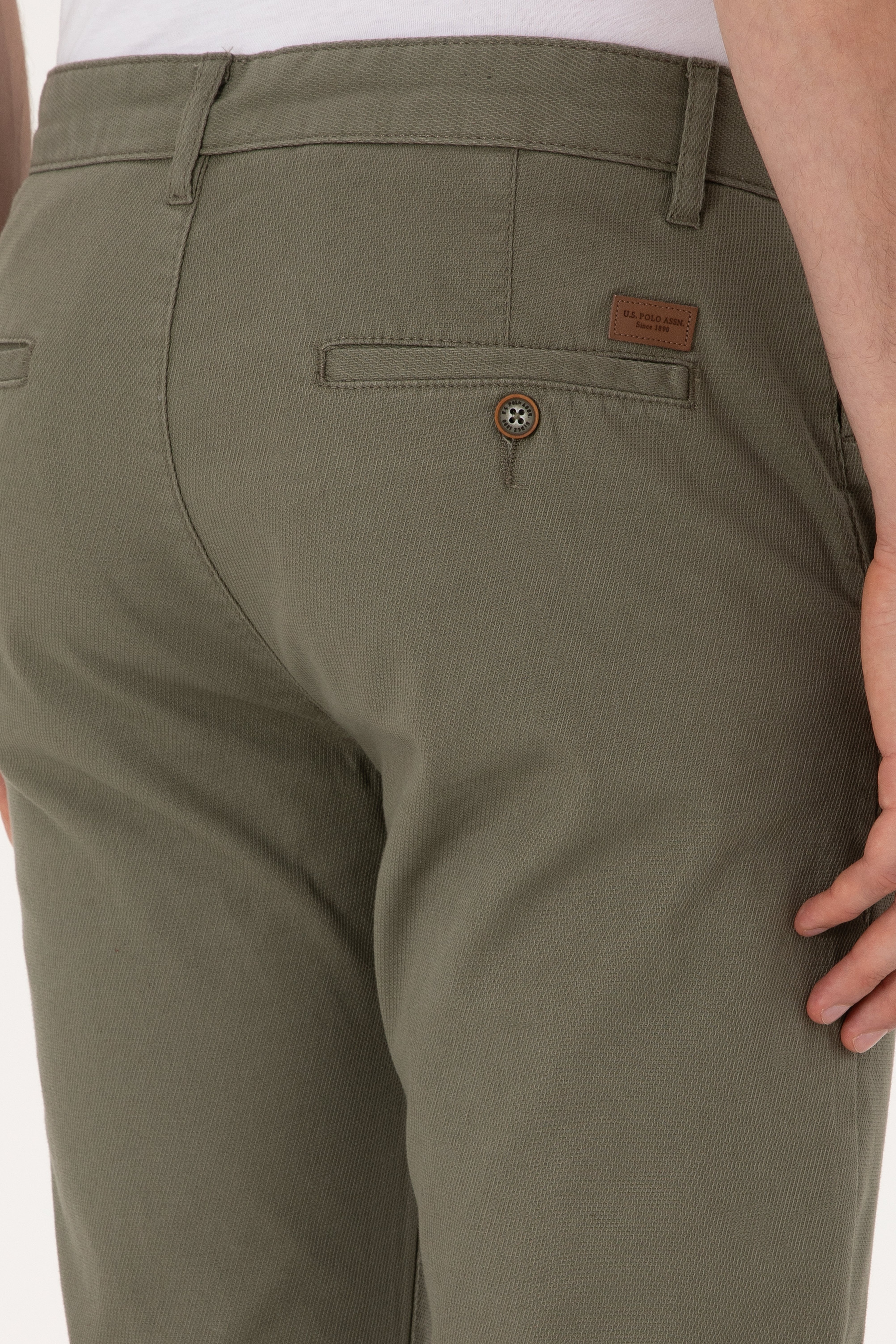 Erkek Slim Fit Koyu Haki Kanvas / Chino Pantolon - Image 6