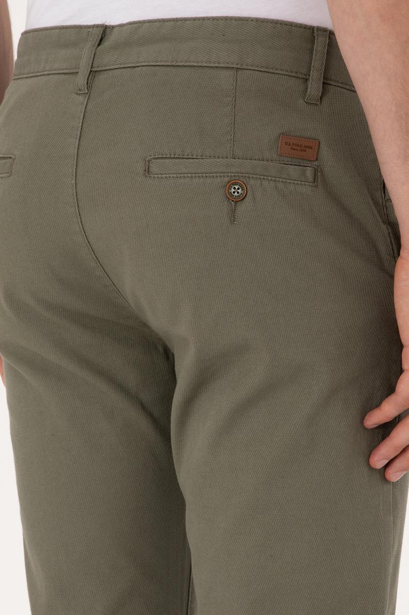 Erkek Slim Fit Koyu Haki Kanvas / Chino Pantolon