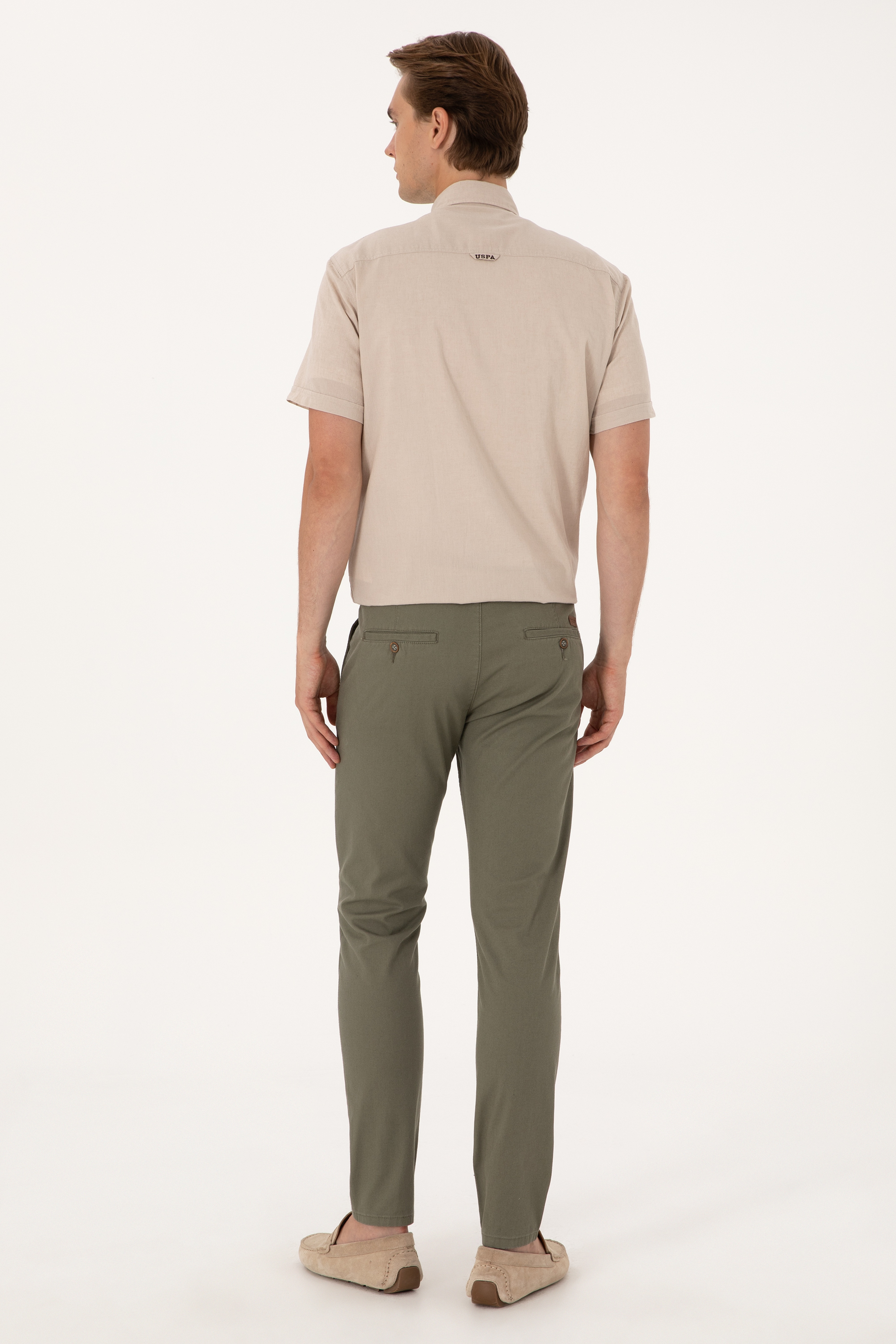 Erkek Slim Fit Koyu Haki Kanvas / Chino Pantolon - Image 4