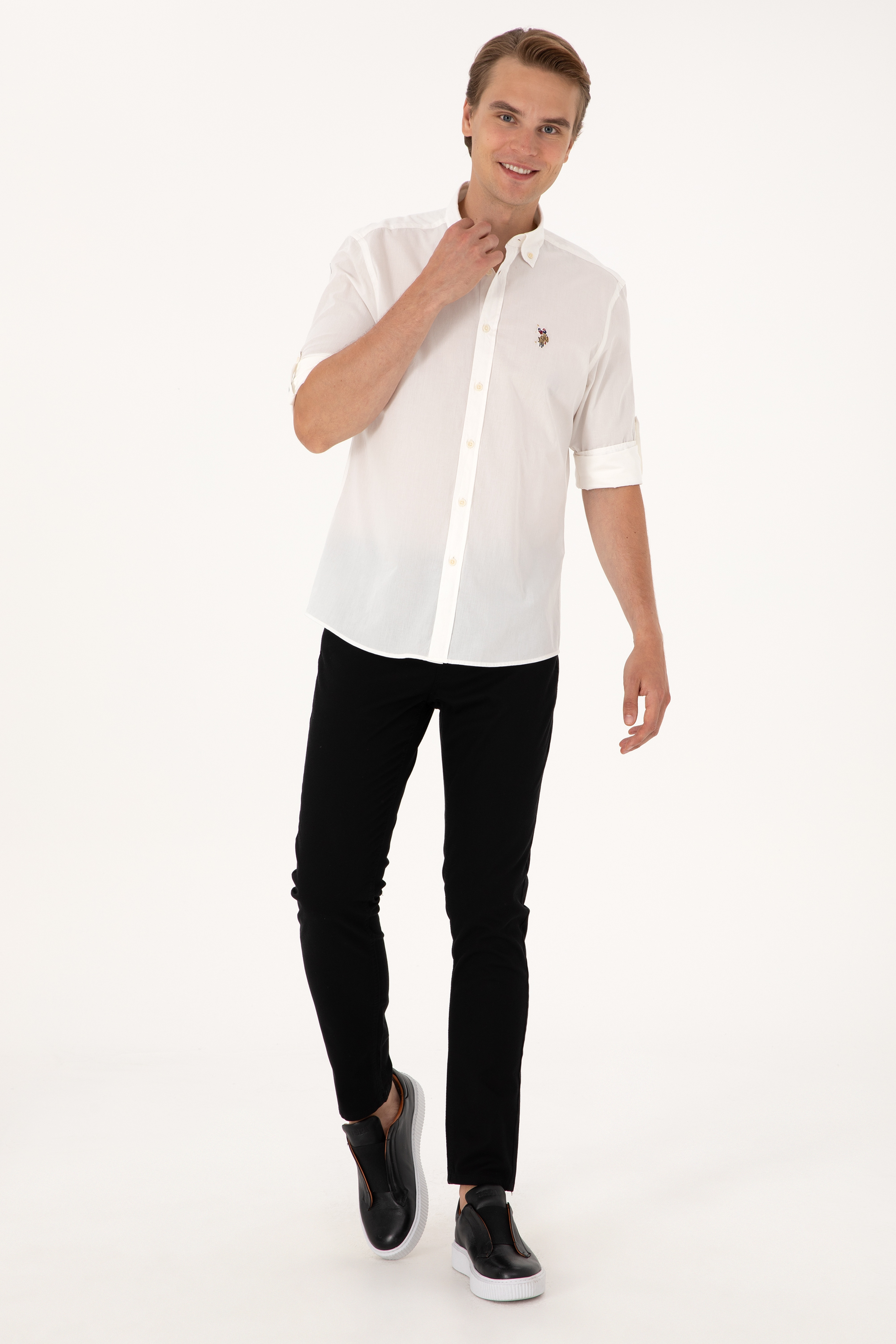 Erkek Slim Fit Siyah Kanvas / Chino Pantolon - Image 1