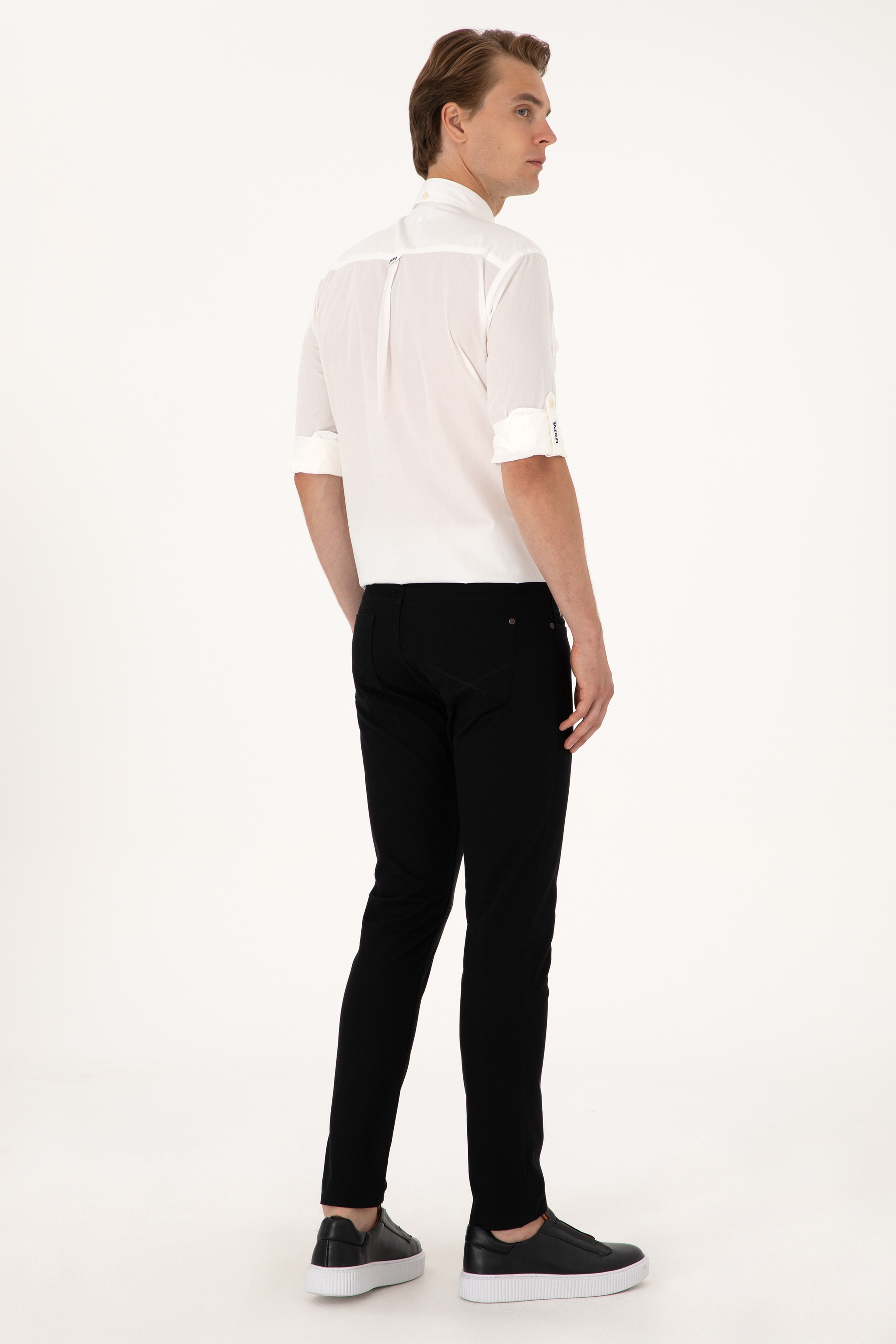 Erkek Slim Fit Siyah Kanvas / Chino Pantolon - Image 4