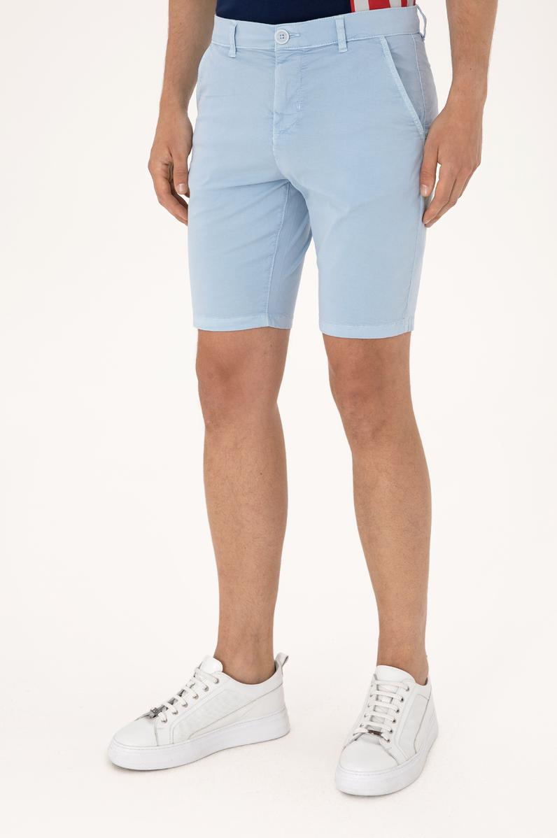 Erkek Açık Mavi Dokuma Şort
