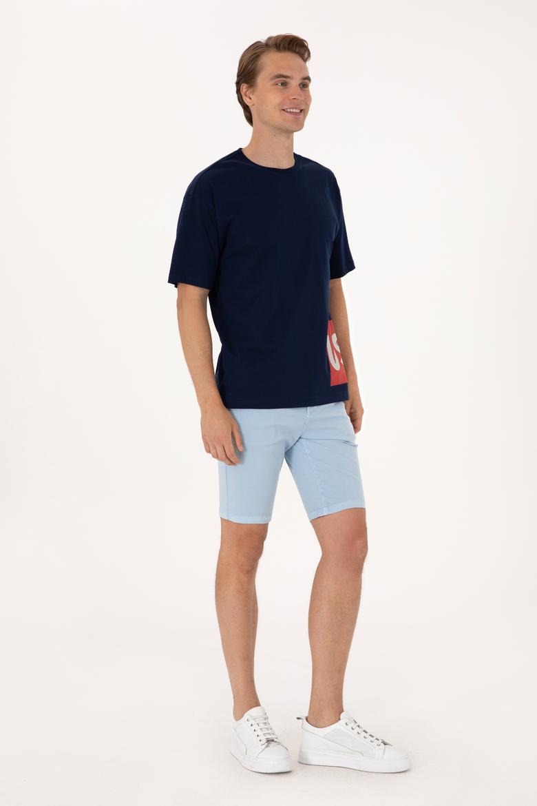 Erkek Açık Mavi Dokuma Şort - 50299183002