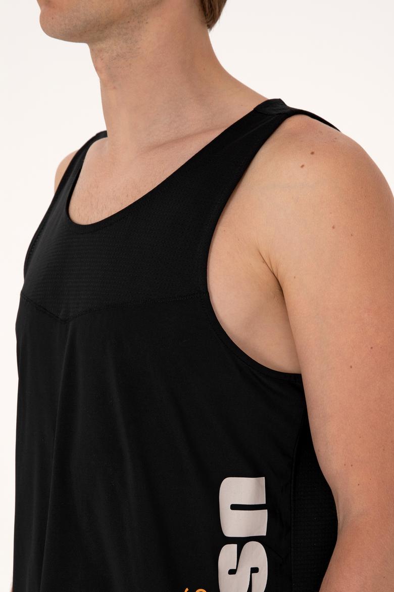 Erkek Regular Fit Siyah Bisiklet Yaka Kolsuz Tişört - 50299524021