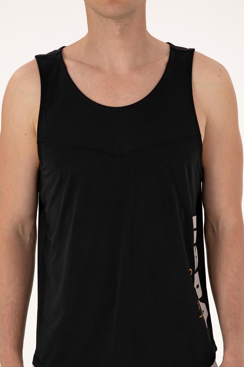 Erkek Regular Fit Siyah Bisiklet Yaka Kolsuz Tişört - 50299524021