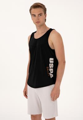 Erkek Regular Fit Siyah Bisiklet Yaka Kolsuz Tişört - 50299524021