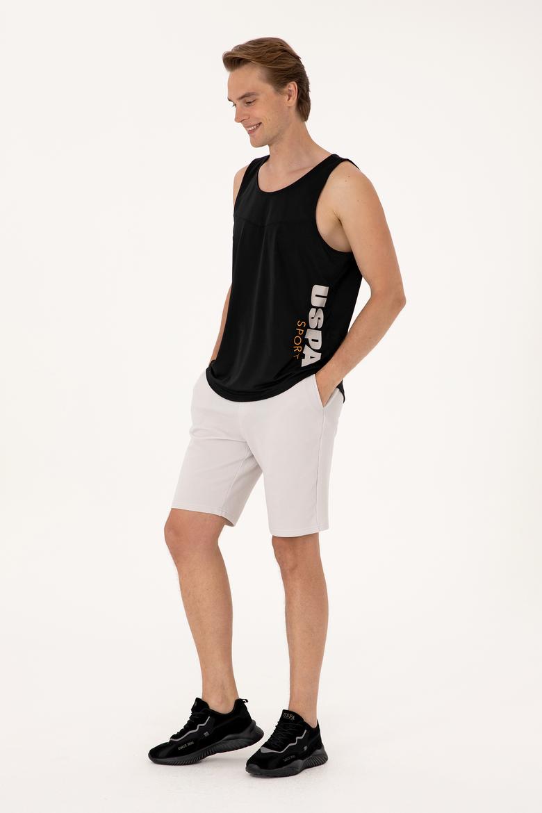 Erkek Regular Fit Siyah Bisiklet Yaka Kolsuz Tişört - 50299524021