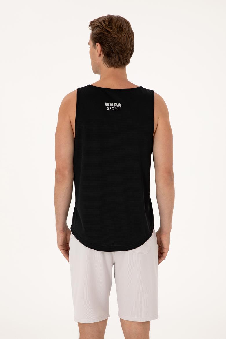 Erkek Regular Fit Siyah Bisiklet Yaka Kolsuz Tişört - 50299524021