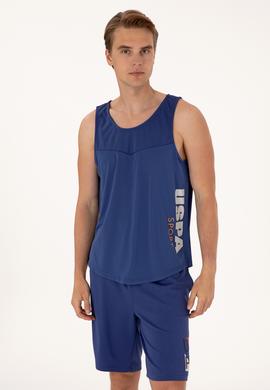 Erkek Regular Fit Açık Lacivert Bisiklet Yaka Kolsuz Tişört - 50299524031