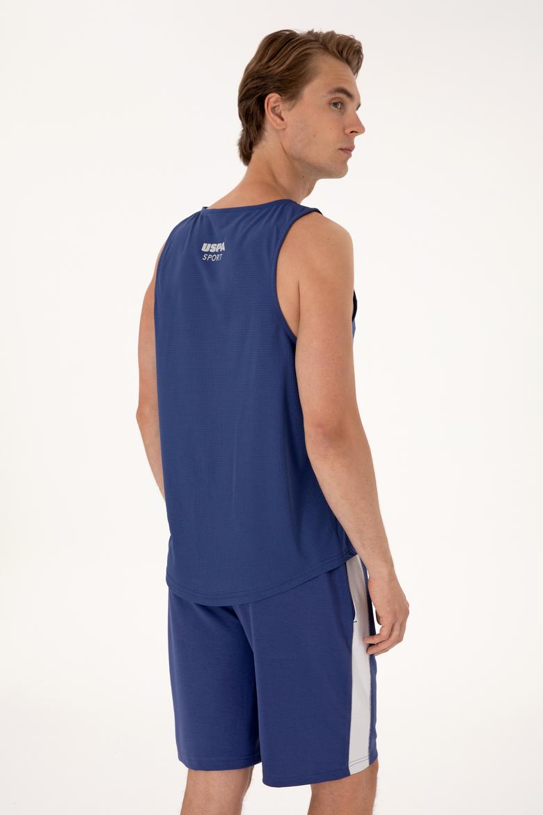 Erkek Regular Fit Açık Lacivert Bisiklet Yaka Kolsuz Tişört - 50299524031