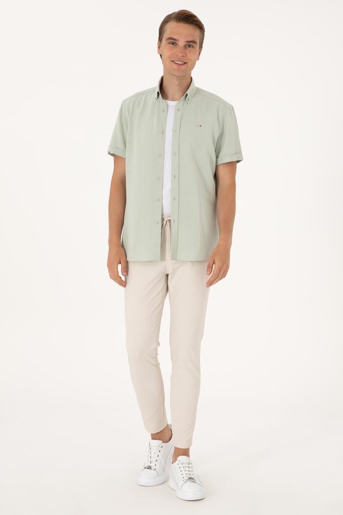 Erkek Bej Kanvas Pantolon