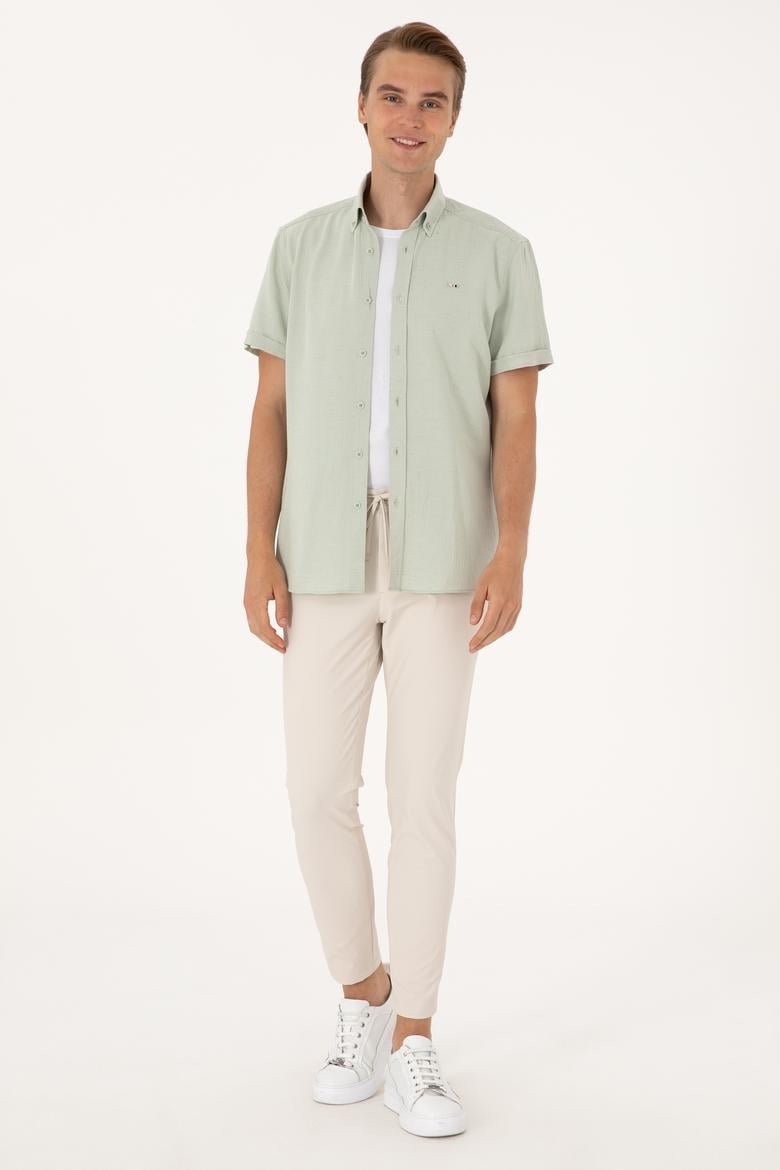 Erkek Bej Kanvas Pantolon