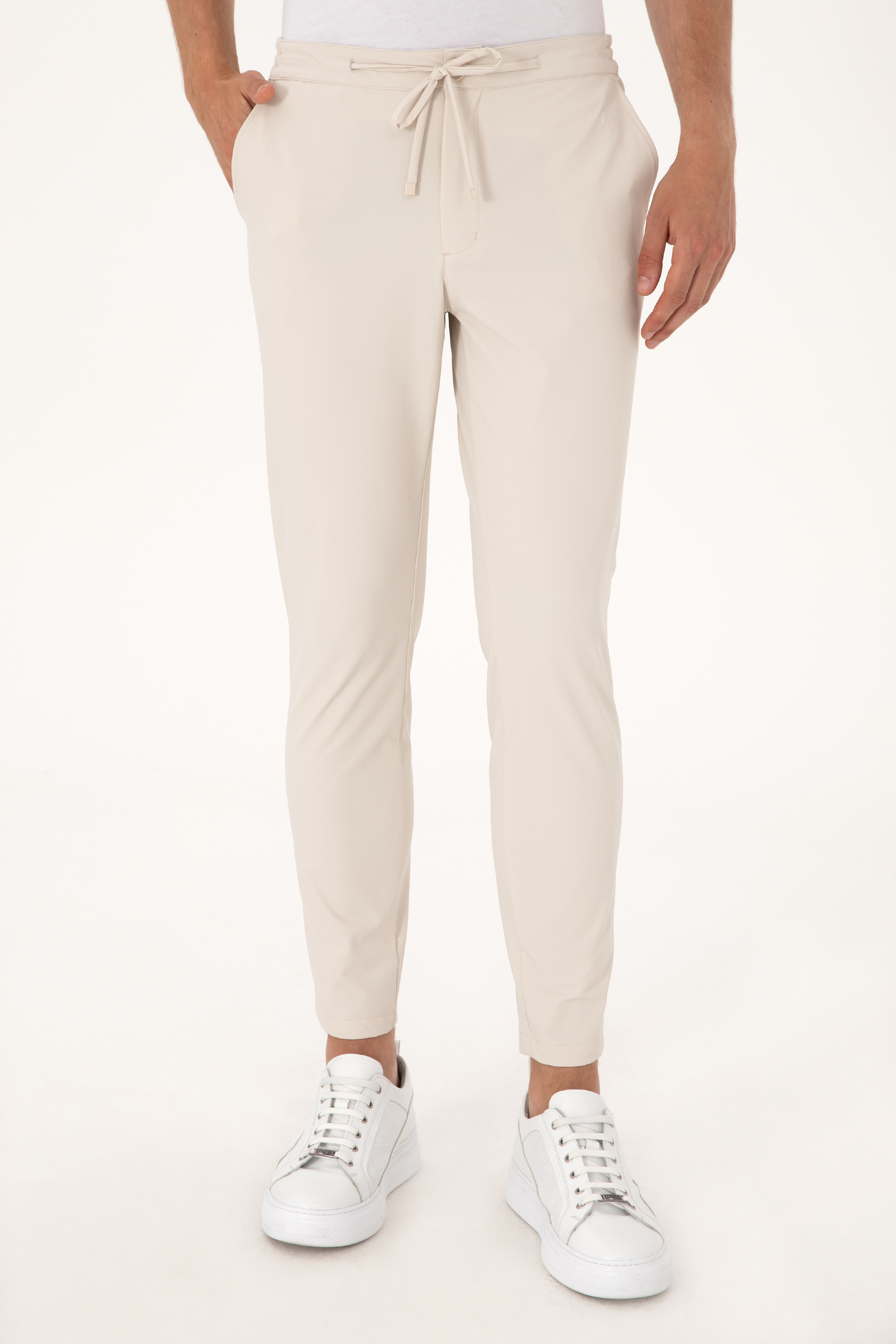 Erkek Body Fit Bej Kanvas Pantolon - Image 2