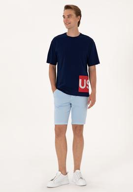 Erkek Comfort Fit Bisiklet Yaka Lacivert Tişört - 50306879011