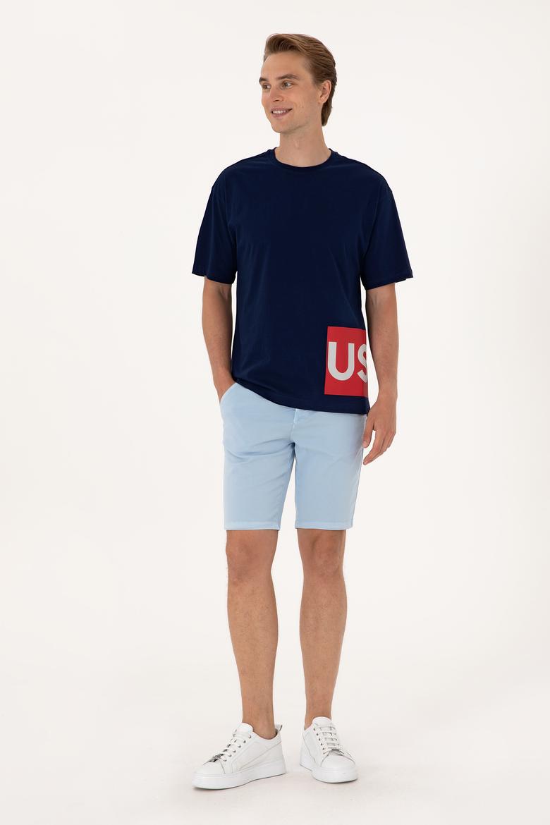 Erkek Comfort Fit Bisiklet Yaka Lacivert Tişört - 50306879011