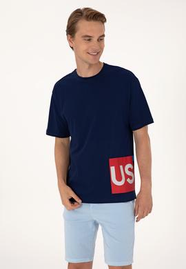 Erkek Comfort Fit Bisiklet Yaka Lacivert Tişört - 50306879011