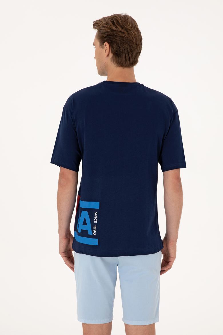 Erkek Comfort Fit Bisiklet Yaka Lacivert Tişört - 50306879011