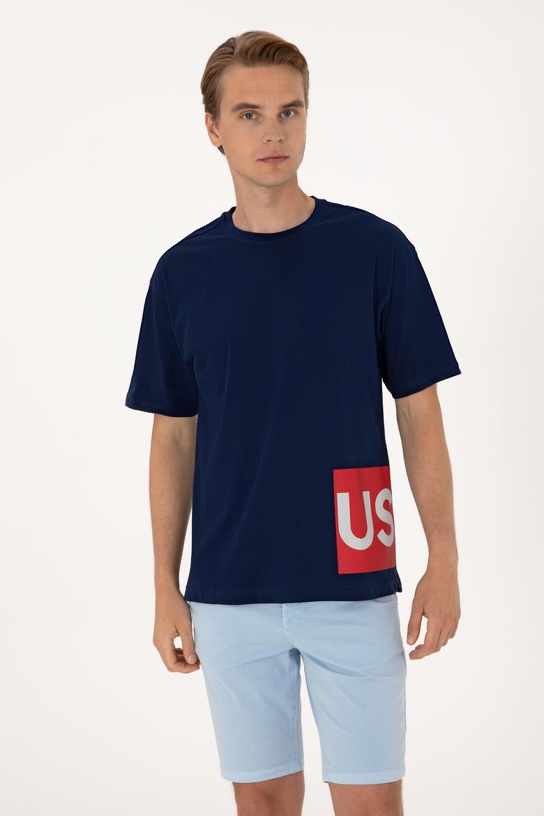 Erkek Comfort Fit Bisiklet Yaka Lacivert Tişört