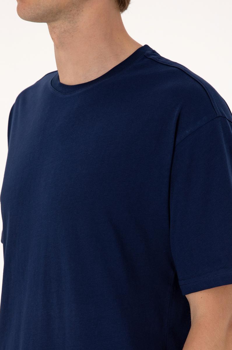 Erkek Comfort Fit Bisiklet Yaka Lacivert Tişört