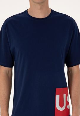 Erkek Comfort Fit Bisiklet Yaka Lacivert Tişört - 50306879011