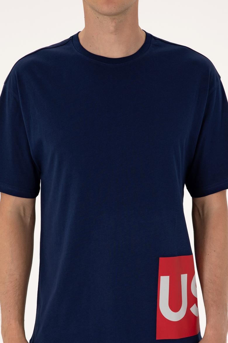 Erkek Comfort Fit Bisiklet Yaka Lacivert Tişört - 50306879011