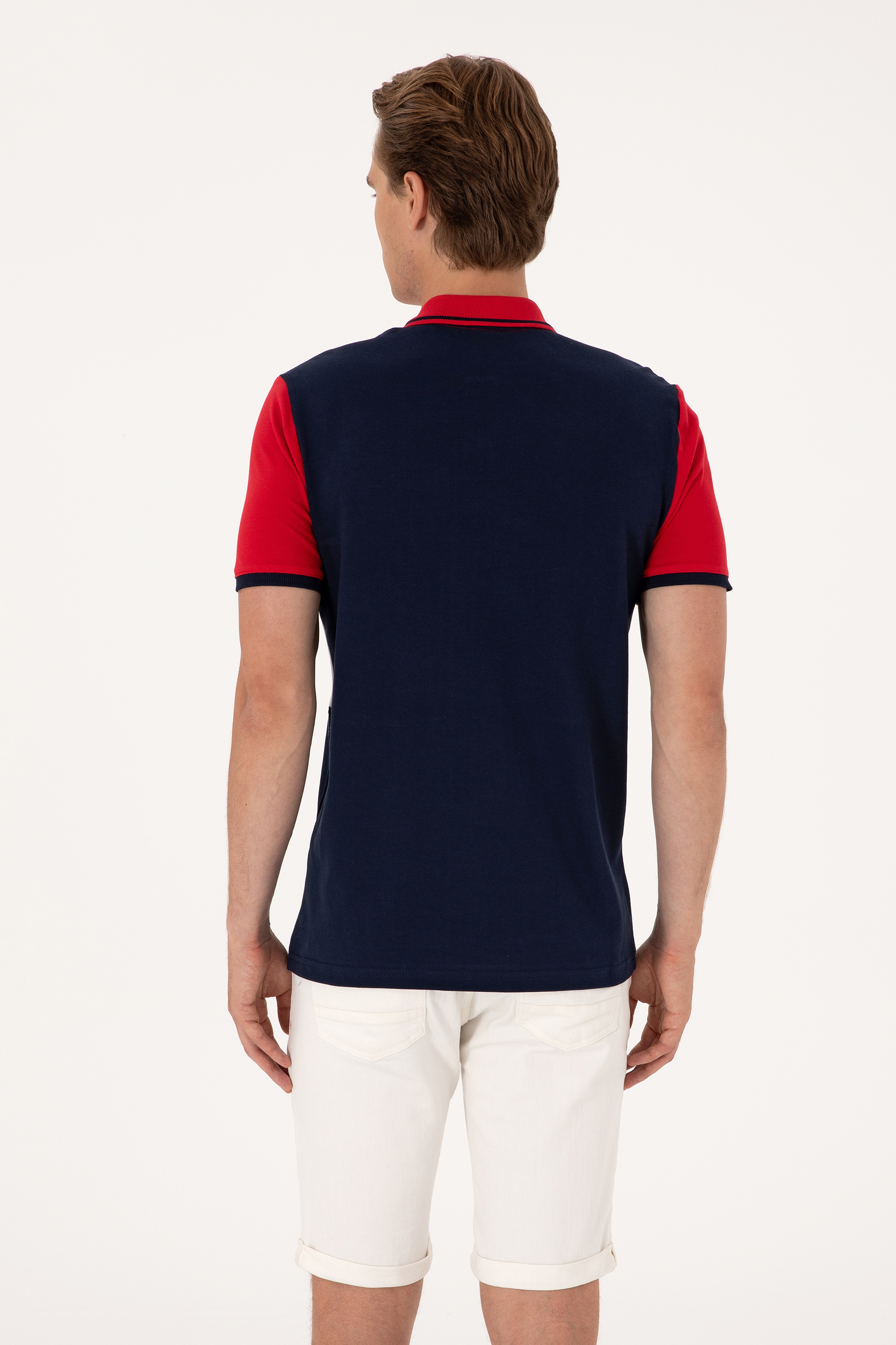 Erkek Regular Fit Polo Yaka Lacivert Tişört - Image 5