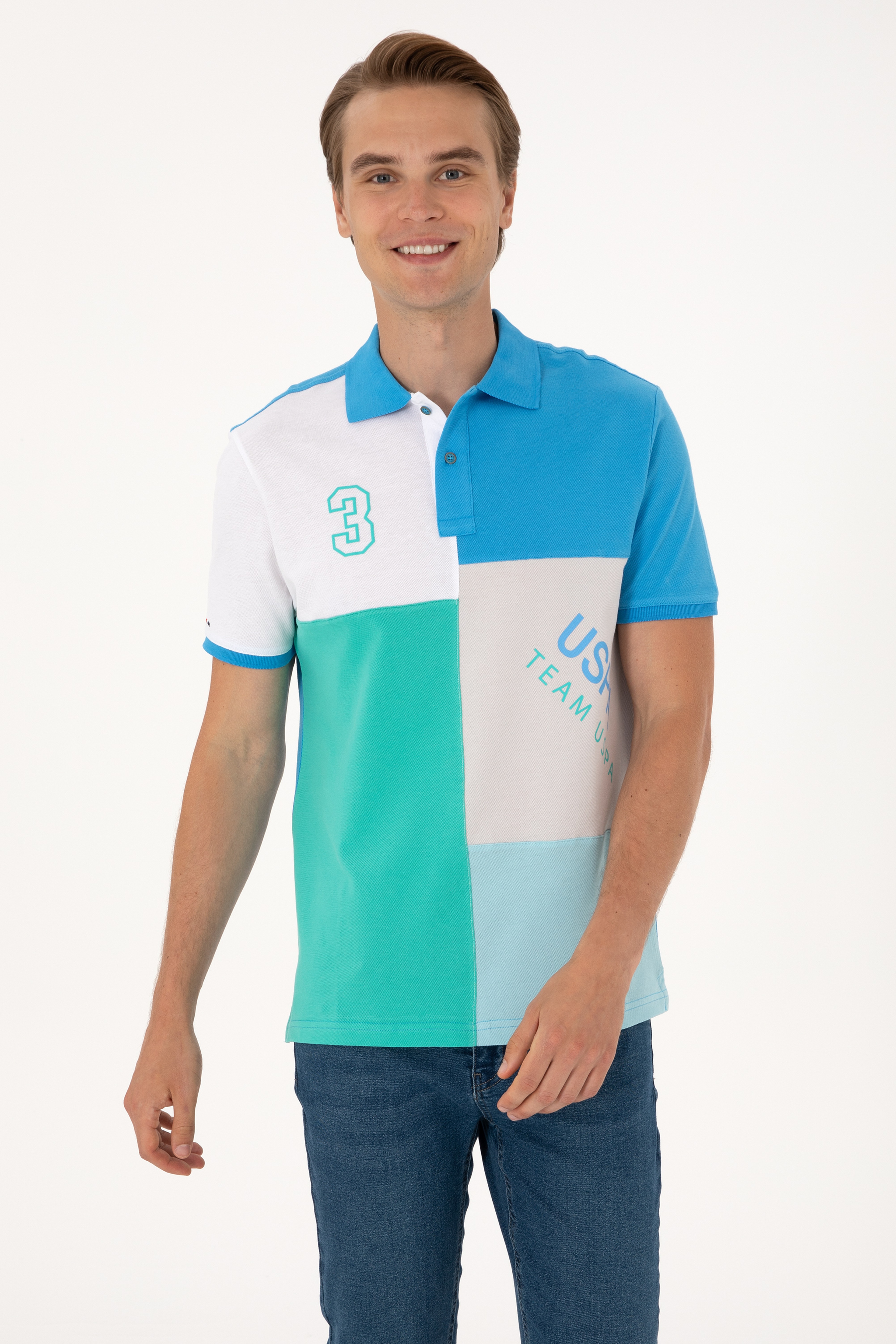 Erkek Regular Fit Açık Gri Polo Yaka Tişört - Image 1
