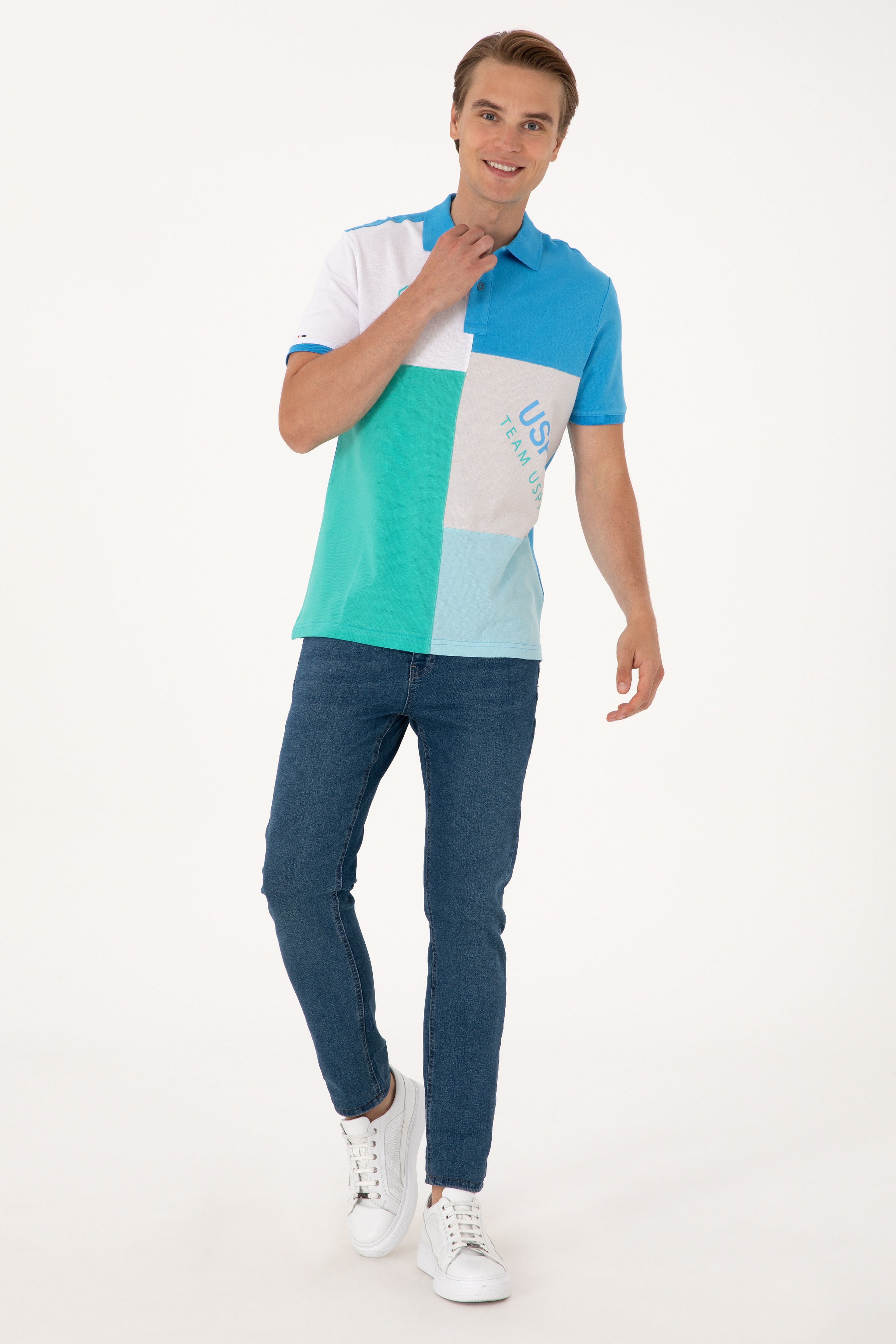 Erkek Regular Fit Açık Gri Polo Yaka Tişört - Image 4