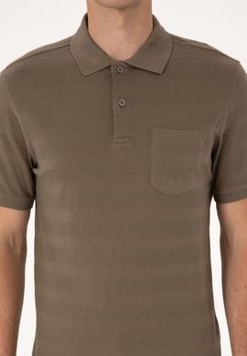 Erkek Regular Fit Vizon Polo Yaka Dokulu Tişört - 50300128016