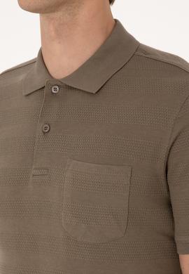 Erkek Regular Fit Vizon Polo Yaka Dokulu Tişört - 50300128016