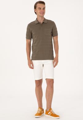 Erkek Regular Fit Vizon Polo Yaka Dokulu Tişört - 50300128016