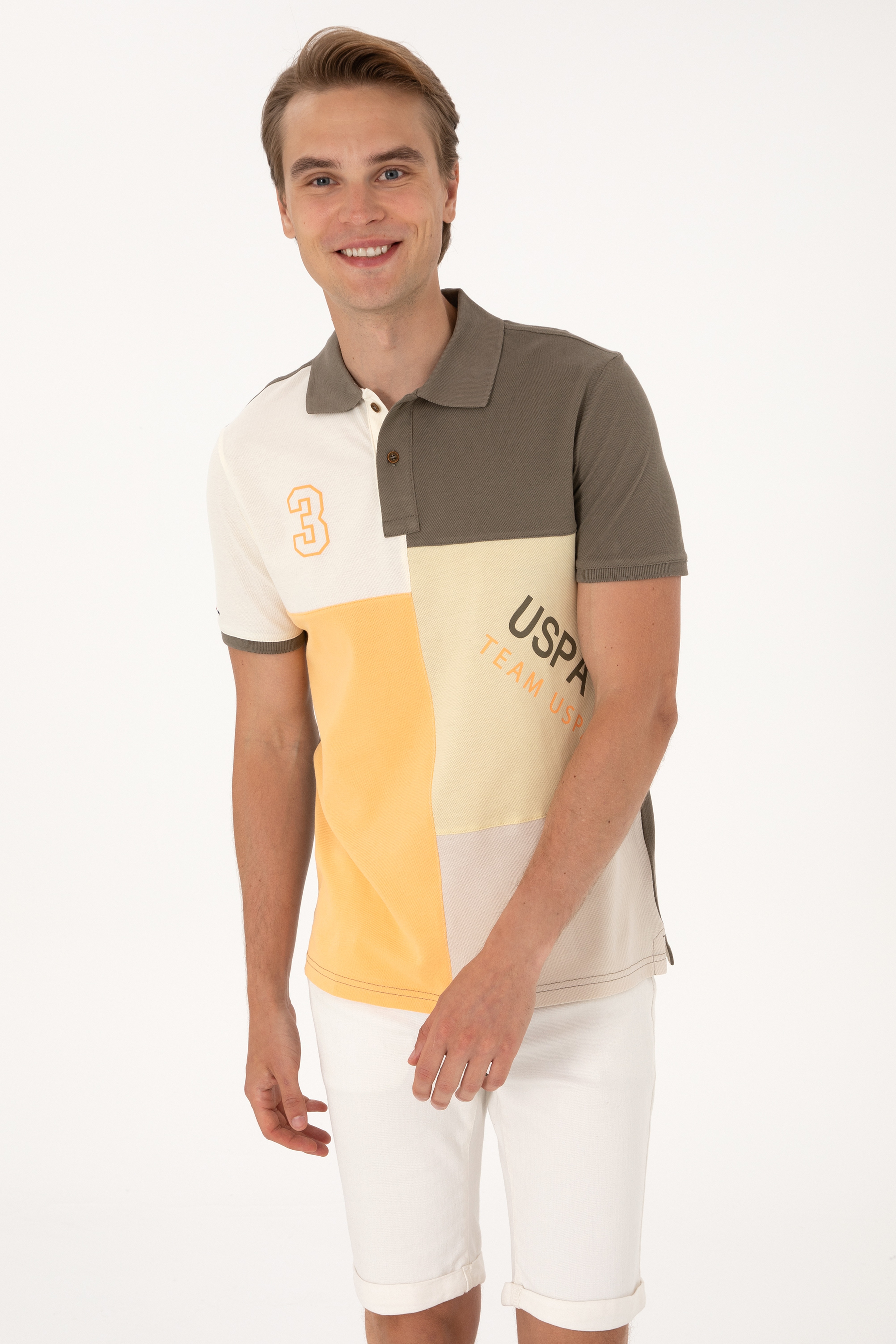Erkek Regular Fit Açık Haki Polo Yaka Tişört - Image 1