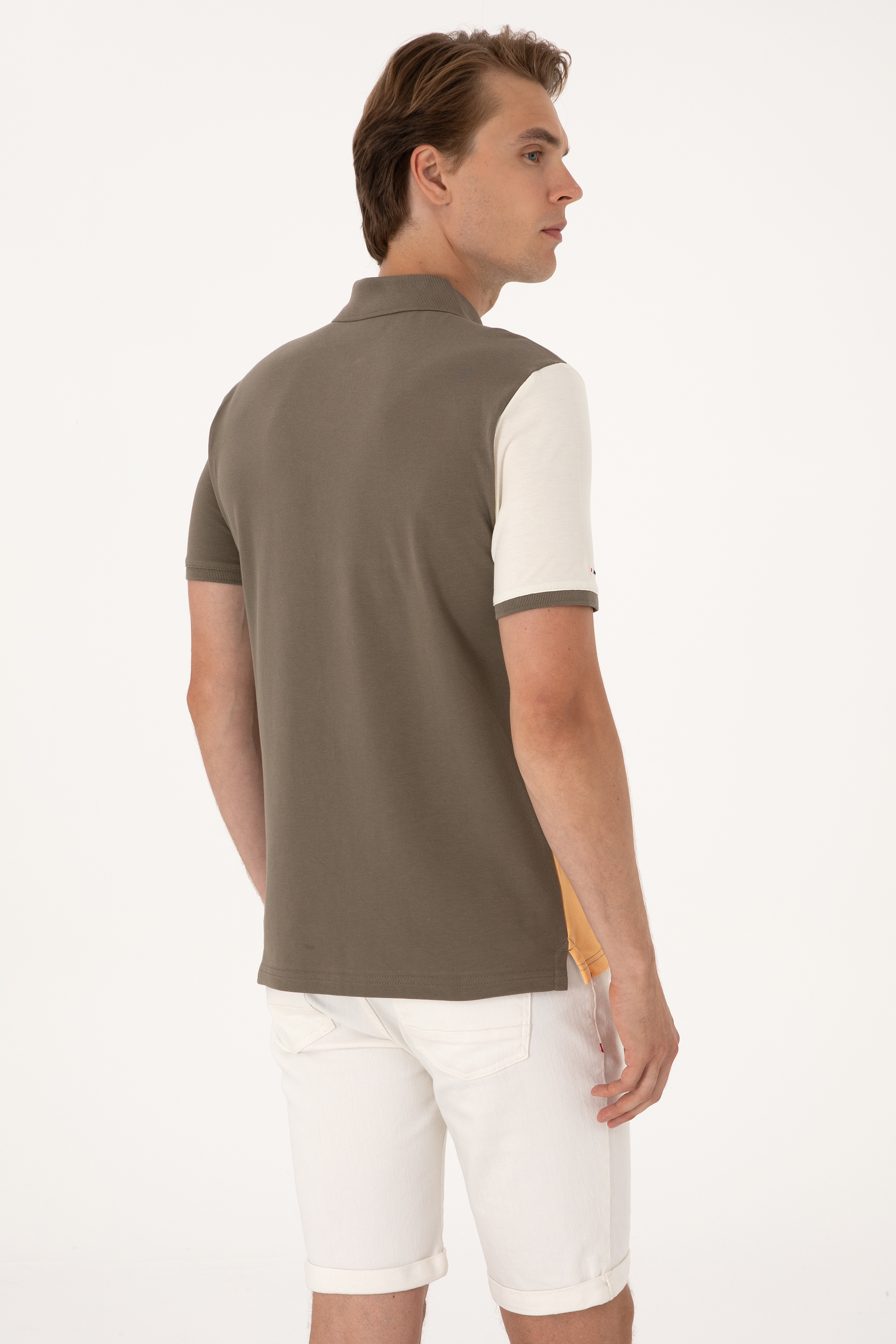 Erkek Regular Fit Açık Haki Polo Yaka Tişört