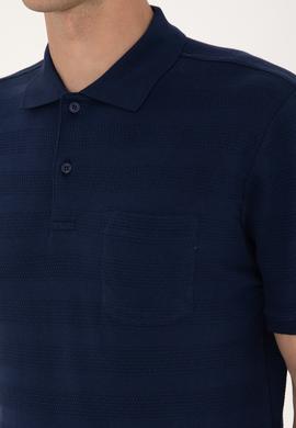 Erkek Regular Fit Lacivert Polo Yaka Dokulu Tişört - 50300128008
