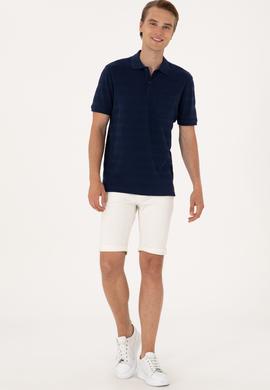 Erkek Regular Fit Lacivert Polo Yaka Dokulu Tişört - 50300128008