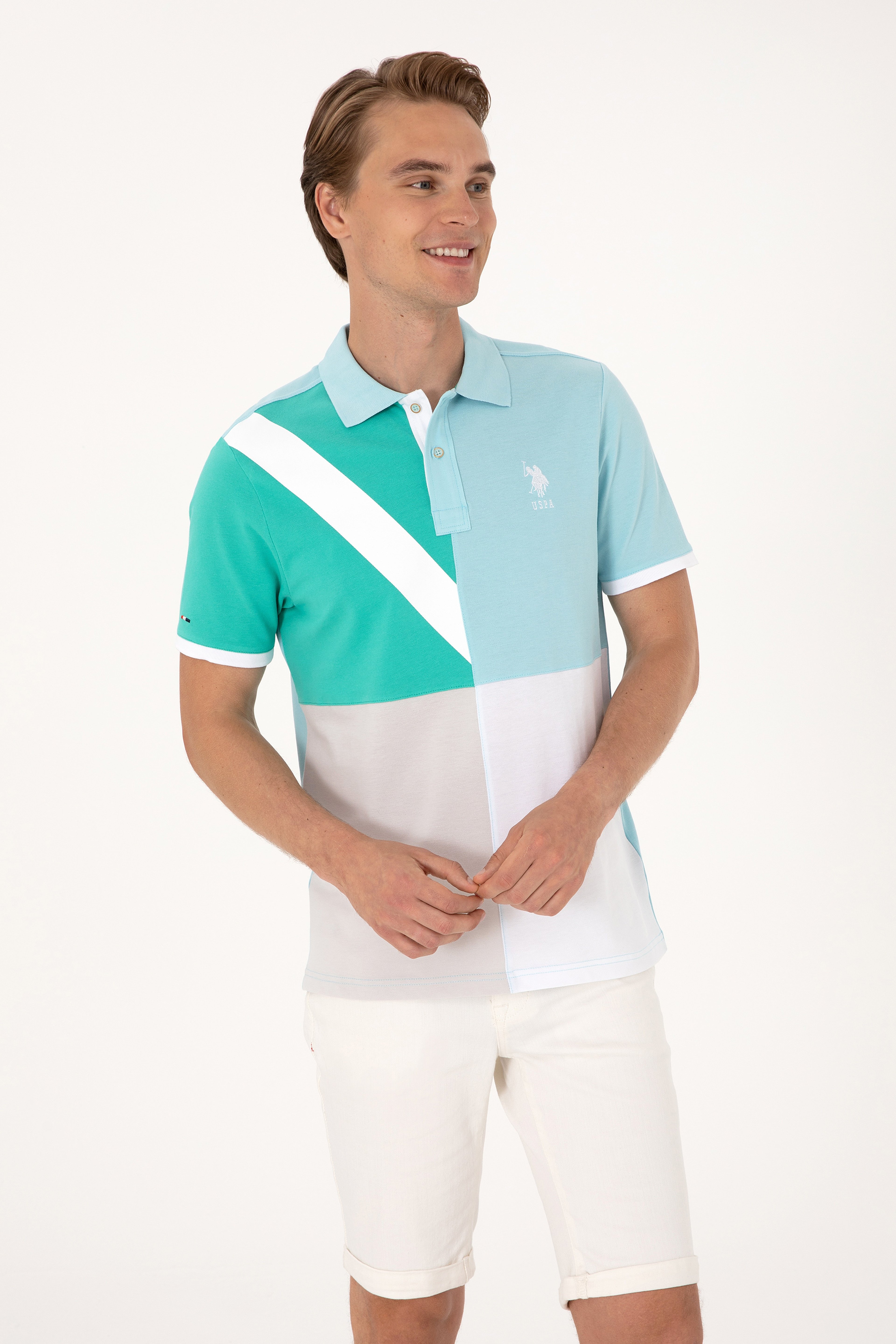 Erkek Regular Fit Aqua Polo Yaka Tişört - Image 3