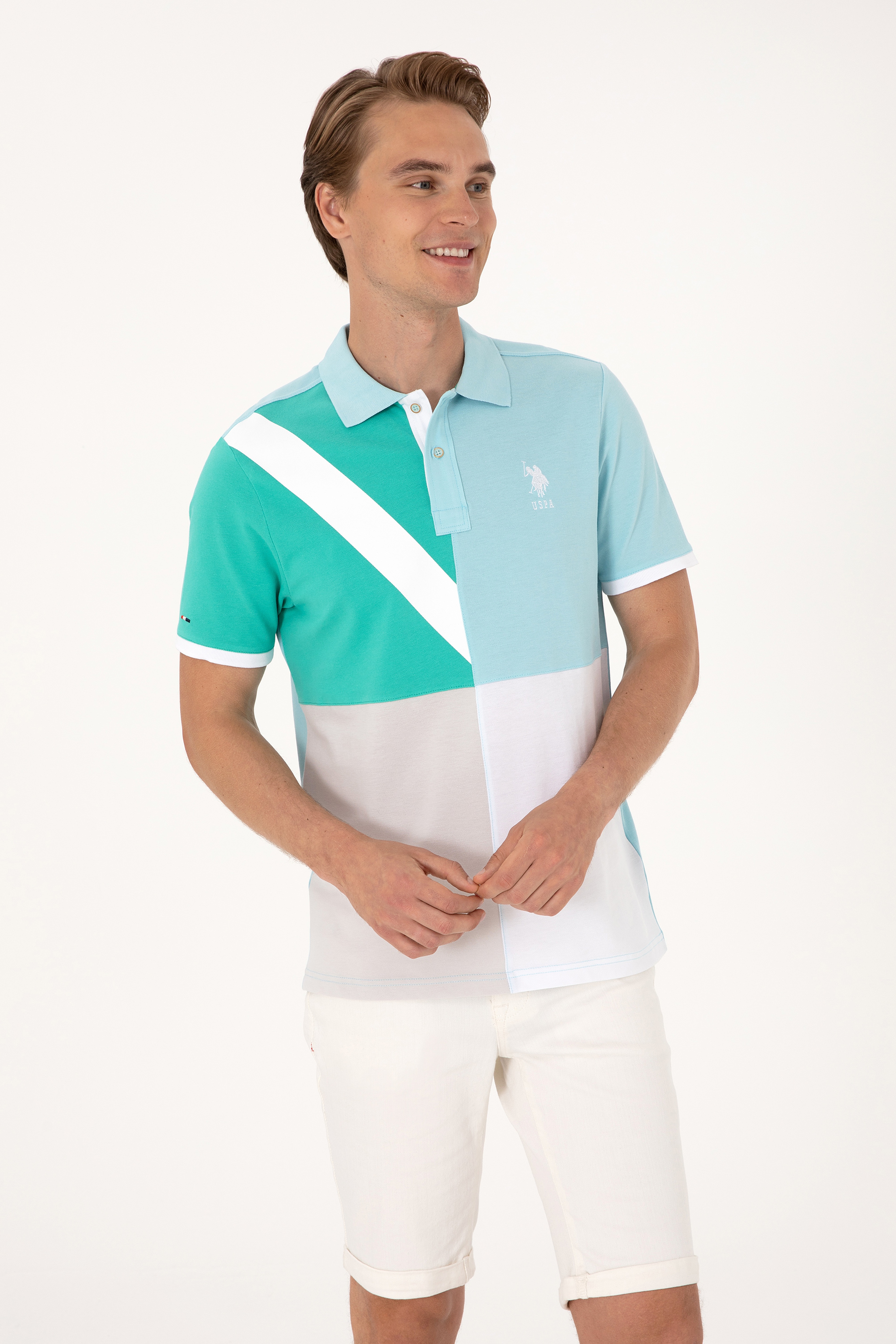 Erkek Regular Fit Aqua Polo Yaka Tişört