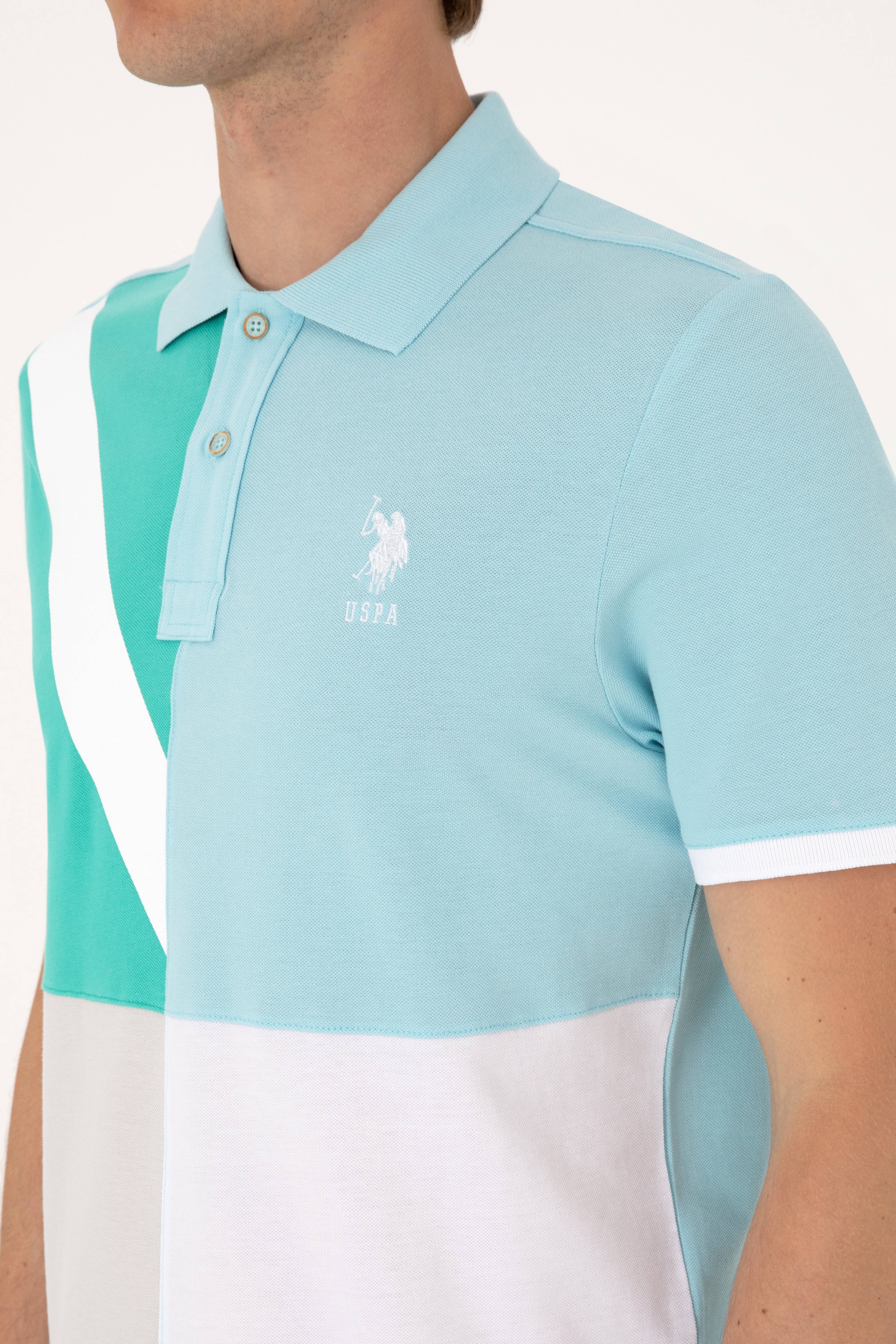Erkek Regular Fit Aqua Polo Yaka Tişört - Image 7