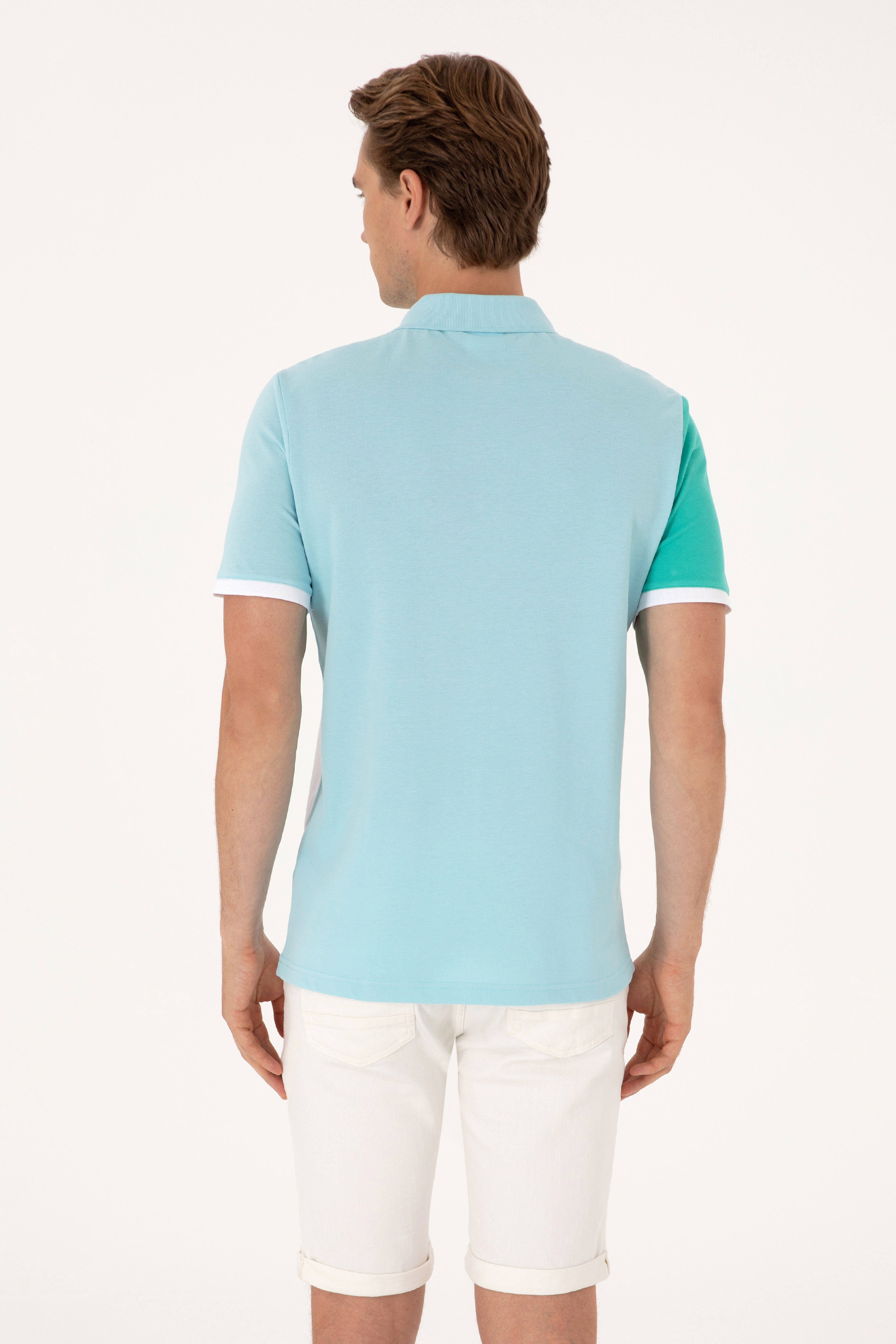 Erkek Regular Fit Aqua Polo Yaka Tişört - Image 5